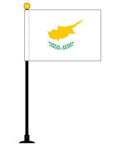 TOSPA キプロス 国旗 ミニフラッグ 旗サイズ10.5×15.7cm テトロンスエード製 ポール27cm 吸盤のセット 日本製 世界の国旗シリーズ
