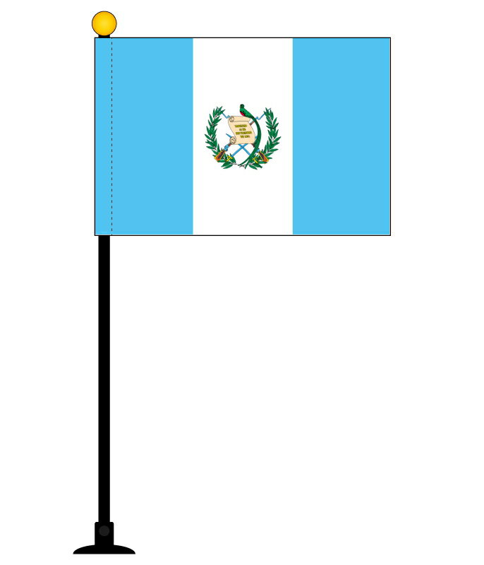 TOSPA グアテマラ 国旗 ミニフラッグ 旗サイズ10.5×15.7cm テトロンスエード製 ポール27cm 吸盤のセット 日本製 世界の国旗シリーズ