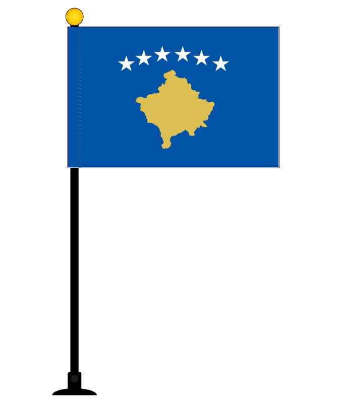 TOSPA コソボ 国旗 ミニフラッグ 旗サイズ10.5×15.7cm テトロンスエード製 ポール27cm 吸盤のセット 日本製 世界の国旗シリーズ