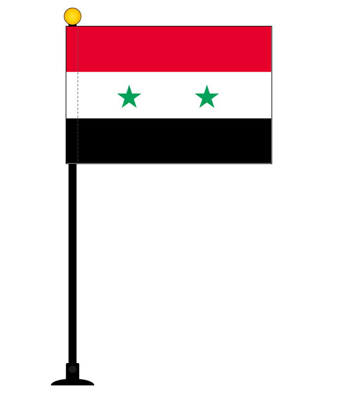 TOSPA シリア 国旗 ミニフラッグ 旗サイズ10.5×15.7cm テトロンスエード製 ポール27cm 吸盤のセット 日本製 世界の国旗シリーズ
