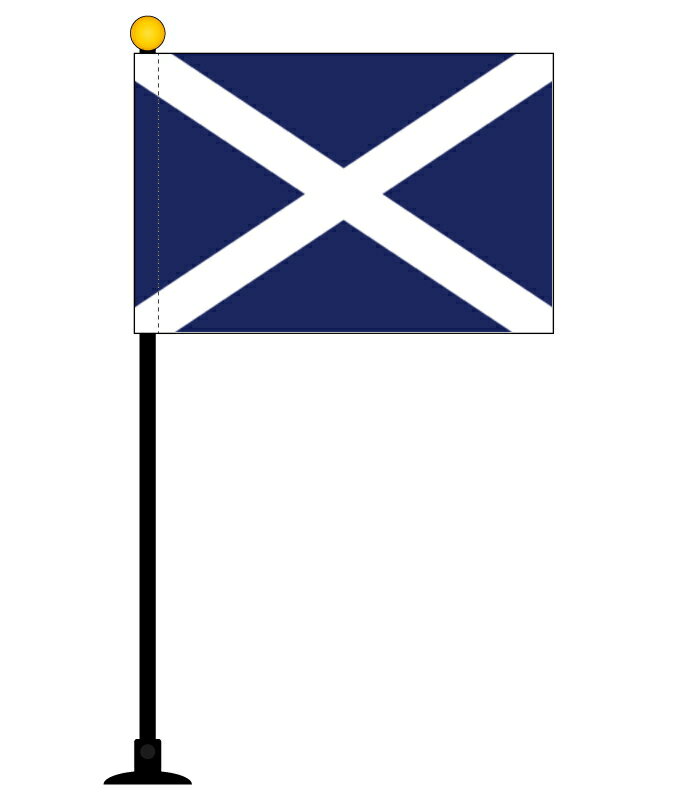 TOSPA スコットランド 国旗 ミニフラッグ 旗サイズ10.5×15.7cm テトロンスエード製 ポール27cm 吸盤のセット 日本製 世界の国旗シリーズ