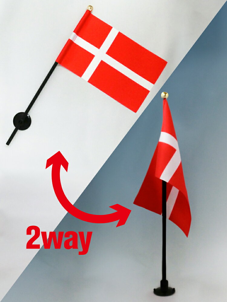 TOSPA デンマーク 国旗 ミニフラッグ 旗サイズ10.5×15.7cm テトロンスエード製 ポール27cm 吸盤のセット 日本製 世界の国旗シリーズ
