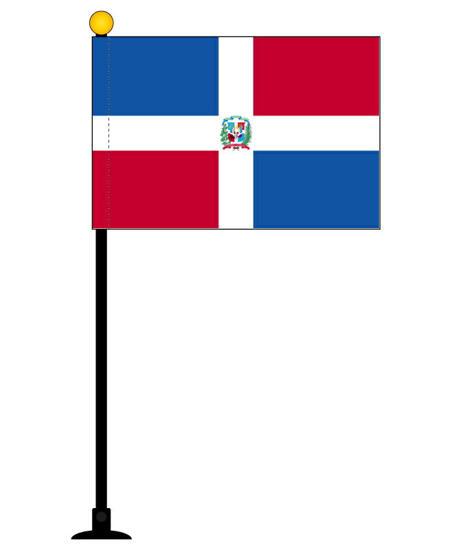 TOSPA ドミニカ共和国 国旗 ミニフラッグ 旗サイズ10.5×15.7cm テトロンスエード製 ポール27cm 吸盤のセット 日本製 世界の国旗シリーズ