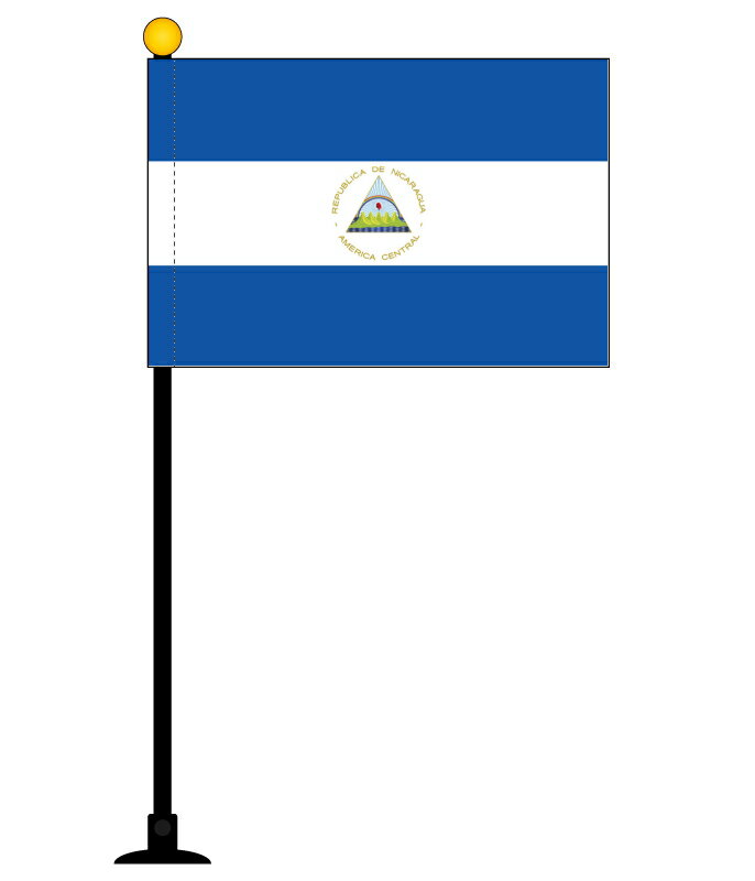 TOSPA ニカラグア 国旗 ミニフラッグ 旗サイズ10.5×15.7cm テトロンスエード製 ポール27cm 吸盤のセット 日本製 世界の国旗シリーズ 1