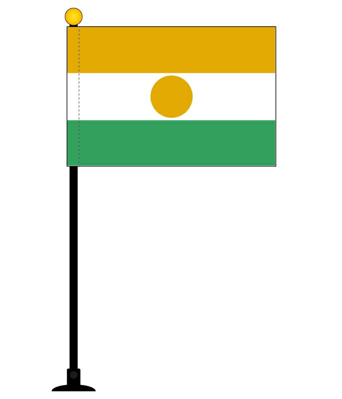 TOSPA ニジェール 国旗 ミニフラッグ 旗サイズ10.5×15.7cm テトロンスエード製 ポール27cm 吸盤のセット 日本製 世界の国旗シリーズ
