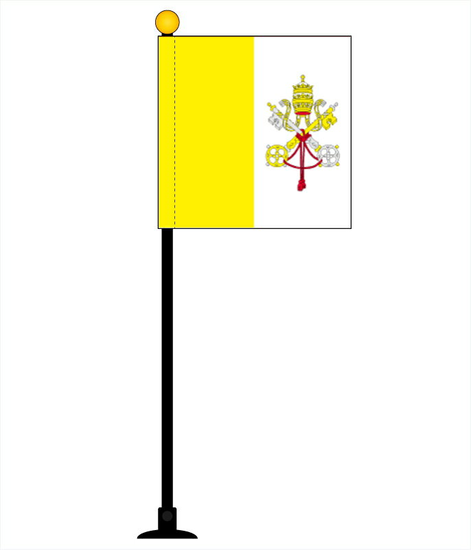 TOSPA バチカン 国旗 ミニフラッグ 旗サイズ10.5×10.5cm テトロンスエード製 ポール27cm 吸盤のセット 日本製 世界の国旗シリーズ
