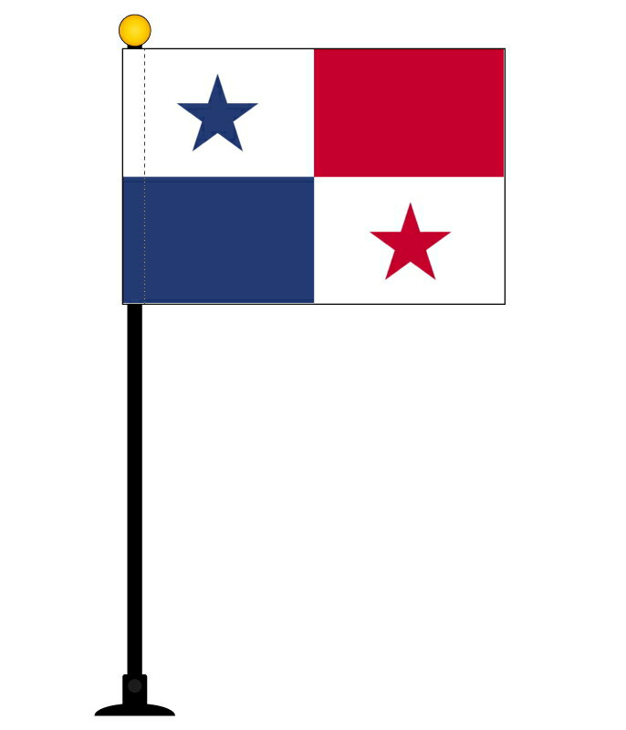 TOSPA パナマ 国旗 ミニフラッグ 旗サイズ10.5×15.7cm テトロンスエード製 ポール27cm 吸盤のセット 日本製 世界の国旗シリーズ