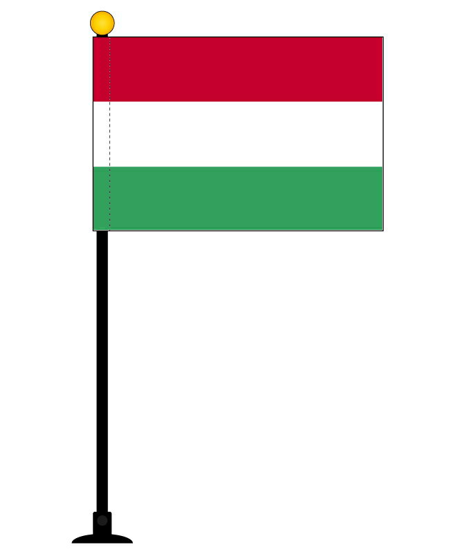 TOSPA ハンガリー 国旗 ミニフラッグ 旗サイズ10.5×15.7cm テトロンスエード製 ポール27cm 吸盤のセット 日本製 世界の国旗シリーズ