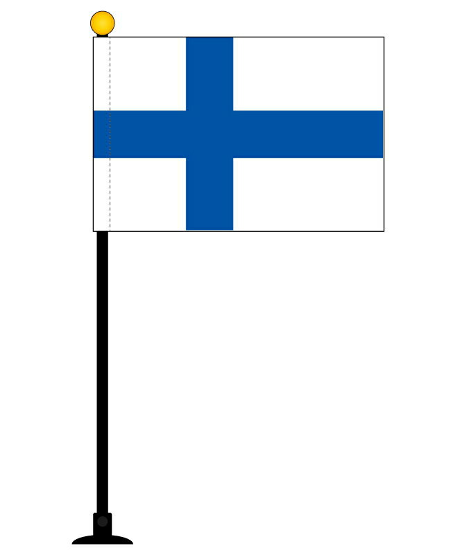 TOSPA フィンランド 国旗 ミニフラッグ 旗サイズ10.5×15.7cm テトロンスエード製 ポール27cm 吸盤のセット 日本製 世界の国旗シリーズ