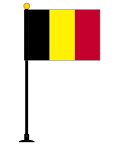 TOSPA ベルギー 国旗 ミニフラッグ 旗サイズ10.5×15.7cm テトロンスエード製 ポール27cm 吸盤のセット 日本製 世界の国旗シリーズ