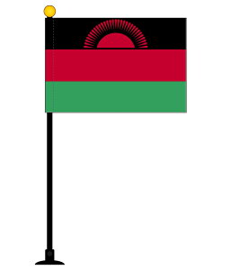 TOSPA マラウイ 国旗 ミニフラッグ 旗サイズ10.5×15.7cm テトロンスエード製 ポール27cm 吸盤のセット 日本製 世界の国旗シリーズ