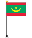 TOSPA モーリタニア 国旗 ミニフラッグ 旗サイズ10.5×15.7cm テトロンスエード製 ポール27cm 吸盤のセット 日本製 世界の国旗シリーズ