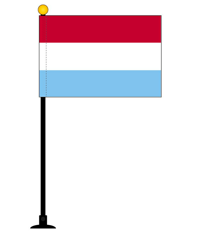 TOSPA ルクセンブルク 国旗 ミニフラッグ 旗サイズ10.5×15.7cm テトロンスエード製 ポール27cm 吸盤のセット 日本製 世界の国旗シリーズ