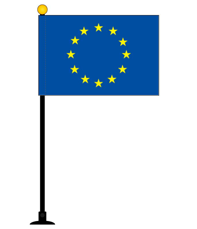 TOSPA EU イーユー 欧州連合 旗 ミニフラッグ 旗サイズ10.5×15.7cm テトロンスエード製 ポール27cm 吸盤のセット 日本製 世界の国旗シリーズ