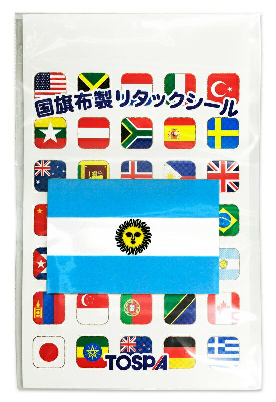 TOSPA 世界の国旗柄 シール ステッカー アルゼンチン国旗柄【28×42mm マイクロファイバー製】