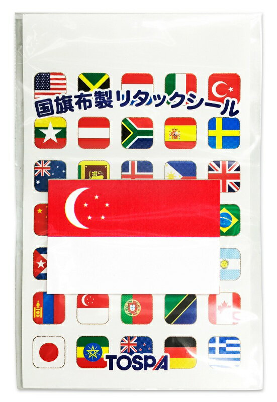 TOSPA 世界の国旗柄 シール ステッカー シンガポール国旗柄【28×42mm マイクロファイバー製】
