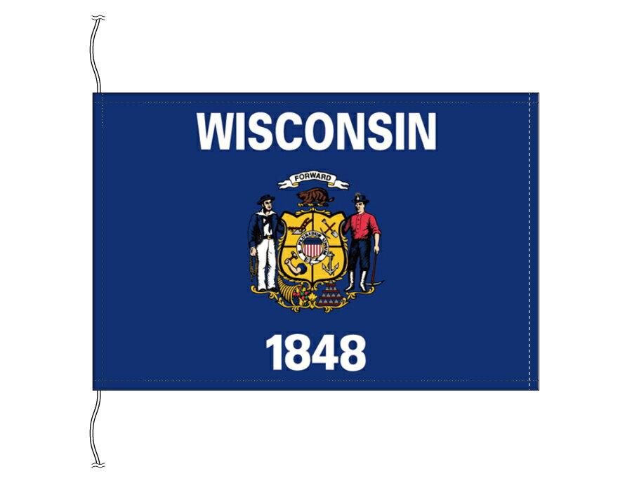 TOSPA ウィスコンシン州旗 卓上旗[アメリカ合衆国の州旗 16×24cm 高級テトロン製]