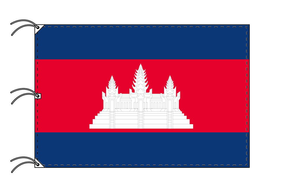 TOSPA カンボジア 国旗 180×270cm テトロン製 日本製 世界の国旗シリーズ