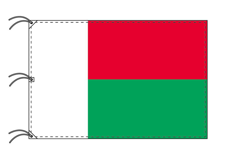 TOSPA マダガスカル 国旗 140×210cm テトロン製 日本製 世界の国旗シリーズ