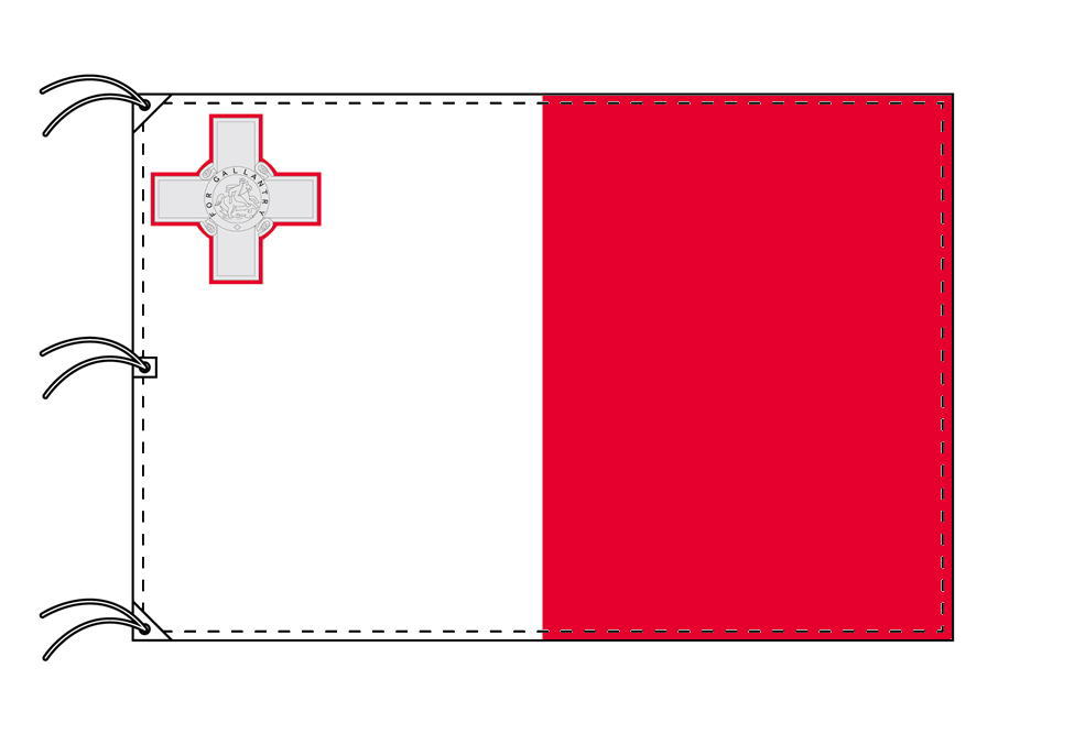 TOSPA マルタ 国旗 200×300cm テトロン製 日本製 世界の国旗シリーズ