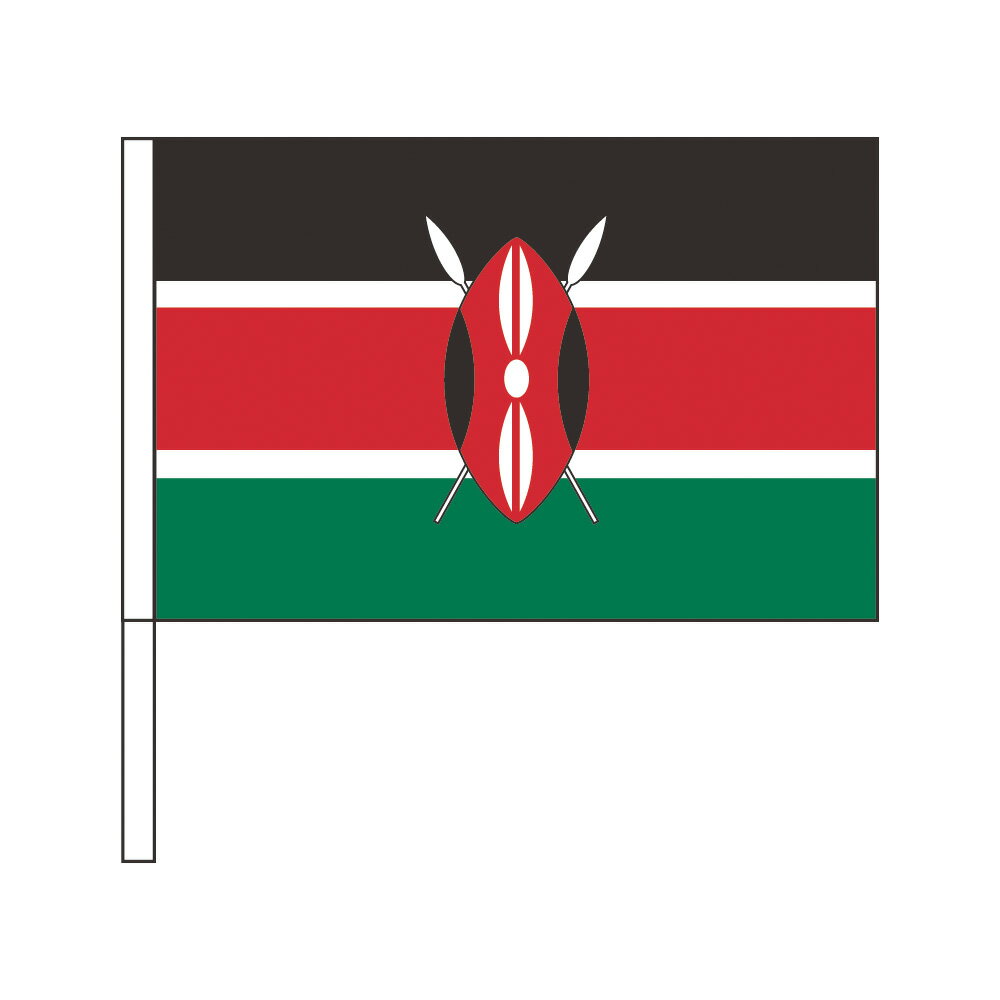 TOSPA ケニア 国旗 応援手旗SF 旗サイズ20×30cm ポリエステル製 ポール31cmのセット