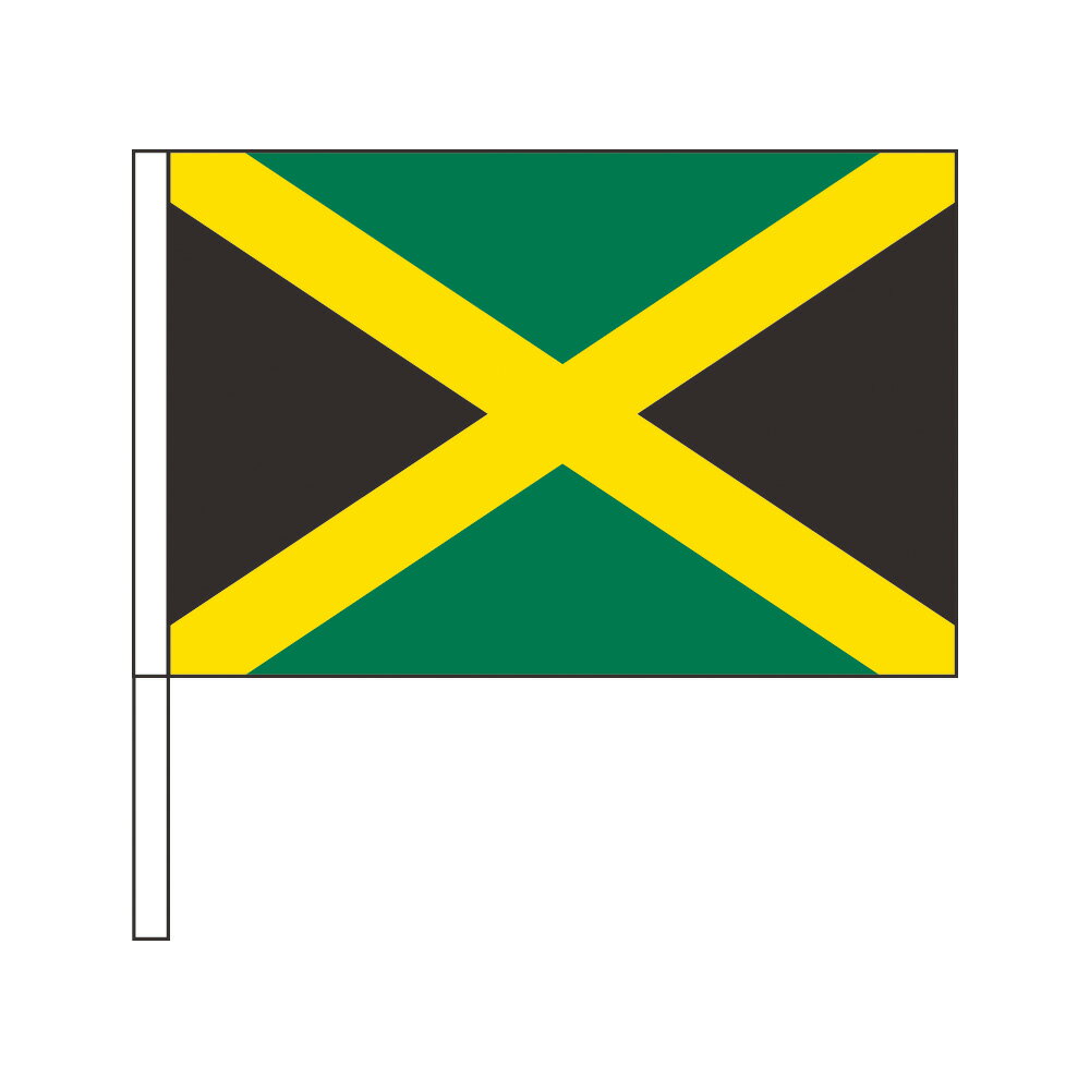 TOSPA ジャマイカ 国旗 応援手旗SF 旗サイズ20×30cm ポリエステル製 ポール31cmのセット