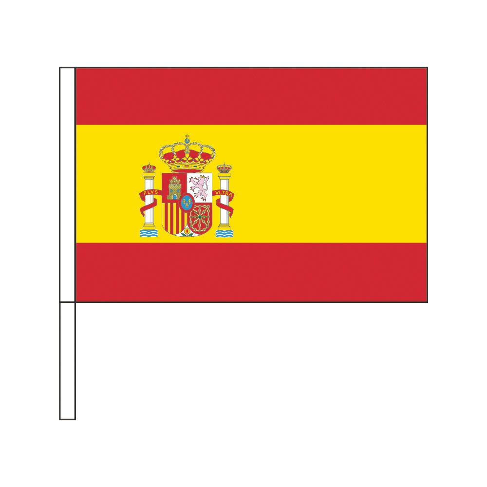TOSPA スペイン 国旗 紋章入り 応援手旗SF 旗サイズ20 30cm ポリエステル製 ポール31cmのセット