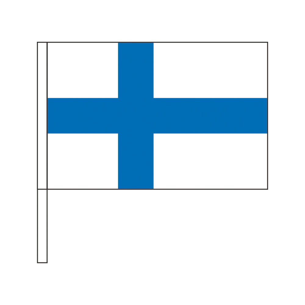 TOSPA フィンランド 国旗 応援手旗SF 旗サイズ20×30cm ポリエステル製 ポール31cmのセット