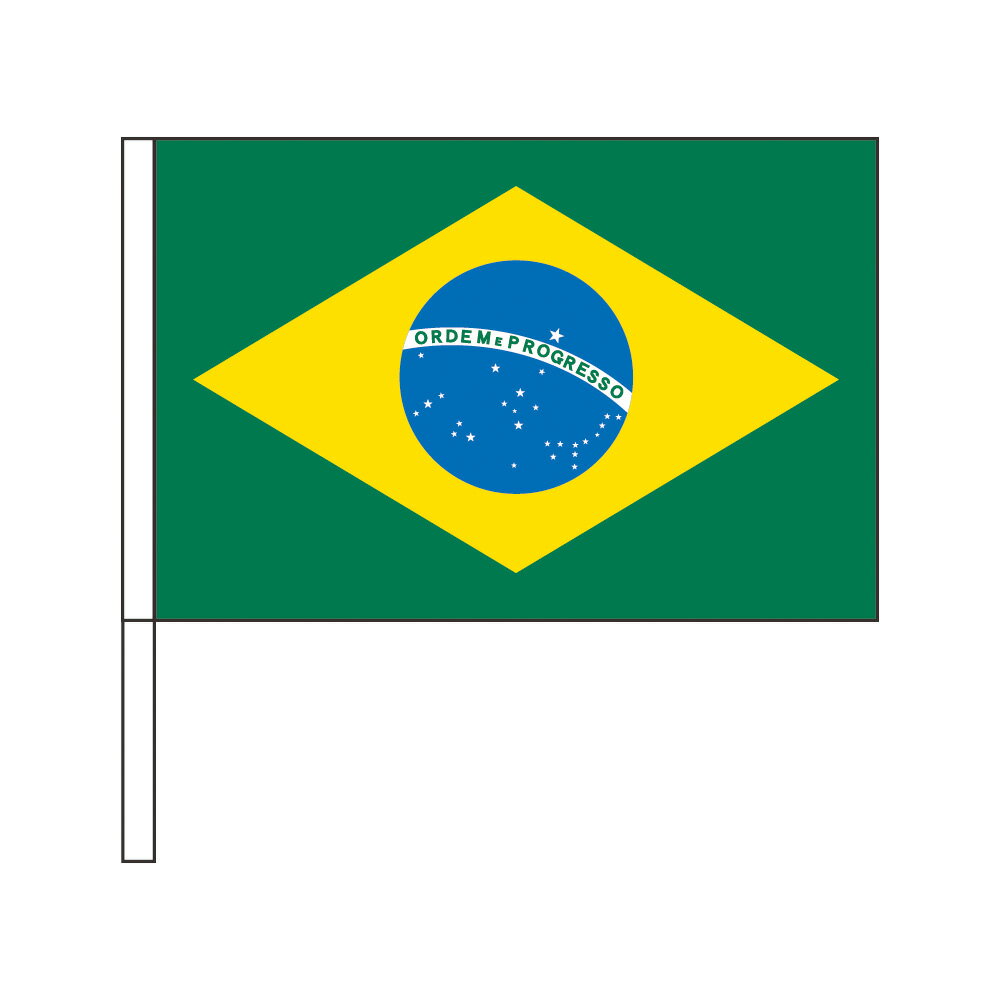 TOSPA ブラジル 国旗 応援手旗SF 旗サイズ20×30cm ポリエステル製 ポール31cmのセット