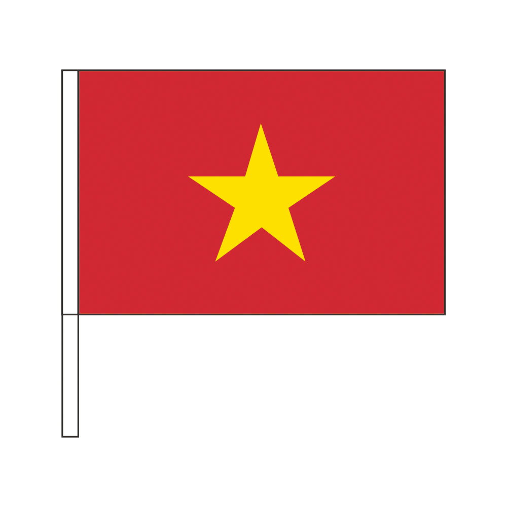 TOSPA ベトナム 国旗 応援手旗SF 旗サイズ20×30cm ポリエステル製 ポール31cmのセット
