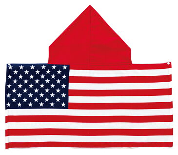 国旗 フード付きタオル アメリカ国旗柄 USA 星条旗 応援タオル マイクロファイバー生地 100×50cm(フード含めず)
