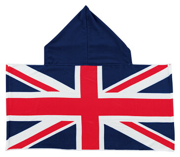 国旗 フード付きタオル イギリス国旗柄 英国 ユニオンジャック 応援タオル マイクロファイバー生地 100×50cm(フード含めず)