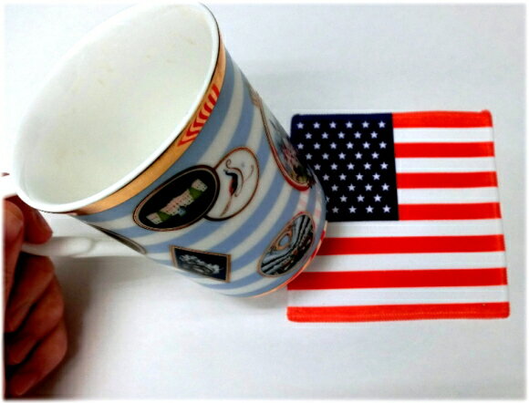 TOSPA 世界の国旗 コースター アメリカ合衆国 USA 星条旗柄（素早い吸水 速乾のマイクロファイバー生地）ミニメガネ拭き スマホ タブレット レンズクリーナークロス