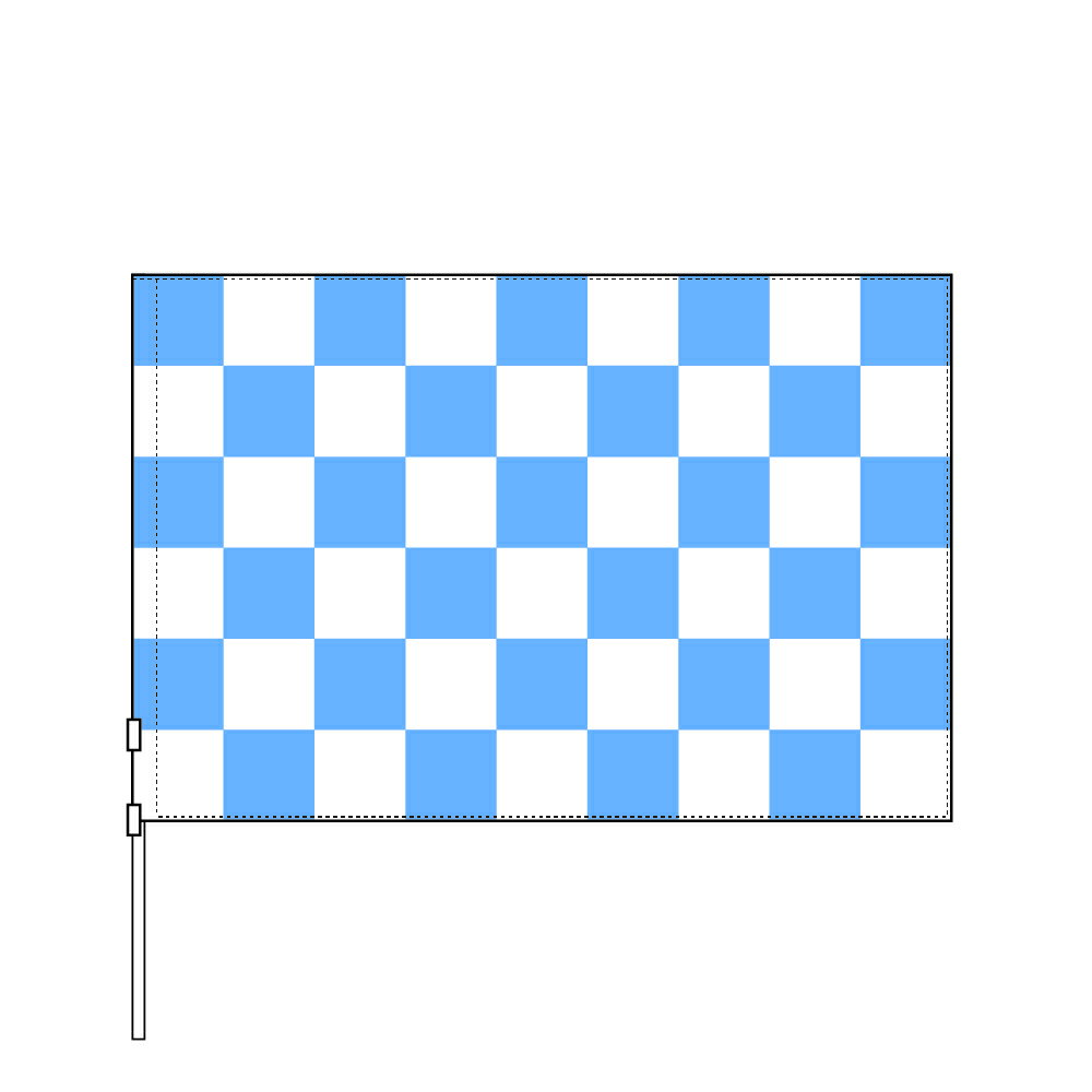 TOSPA チェッカーフラッグ（L） No.7 スカイブルー×白 90×135cm ポリエステル100％ ポール付き