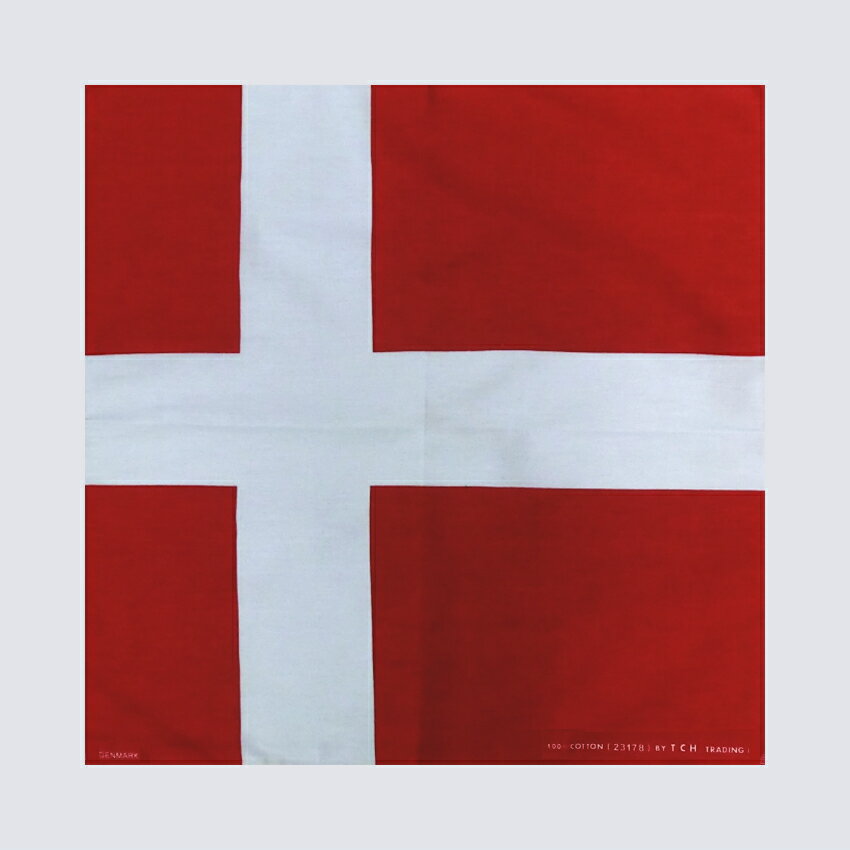 【在庫限定】TOSPA バンダナ お弁当チーフ デンマーク国旗柄（51×51cm 綿100％）