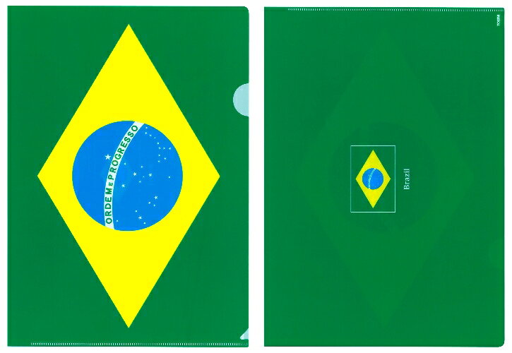 TOSPA クリアファイル ブラジル 国旗柄 31cm×22cm A4サイズ対応 日本製