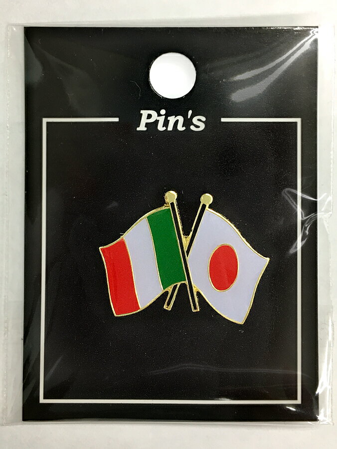 TOSPA ピンバッジ2ヶ国友好 日本国旗 イタリア国旗 約20×20mm