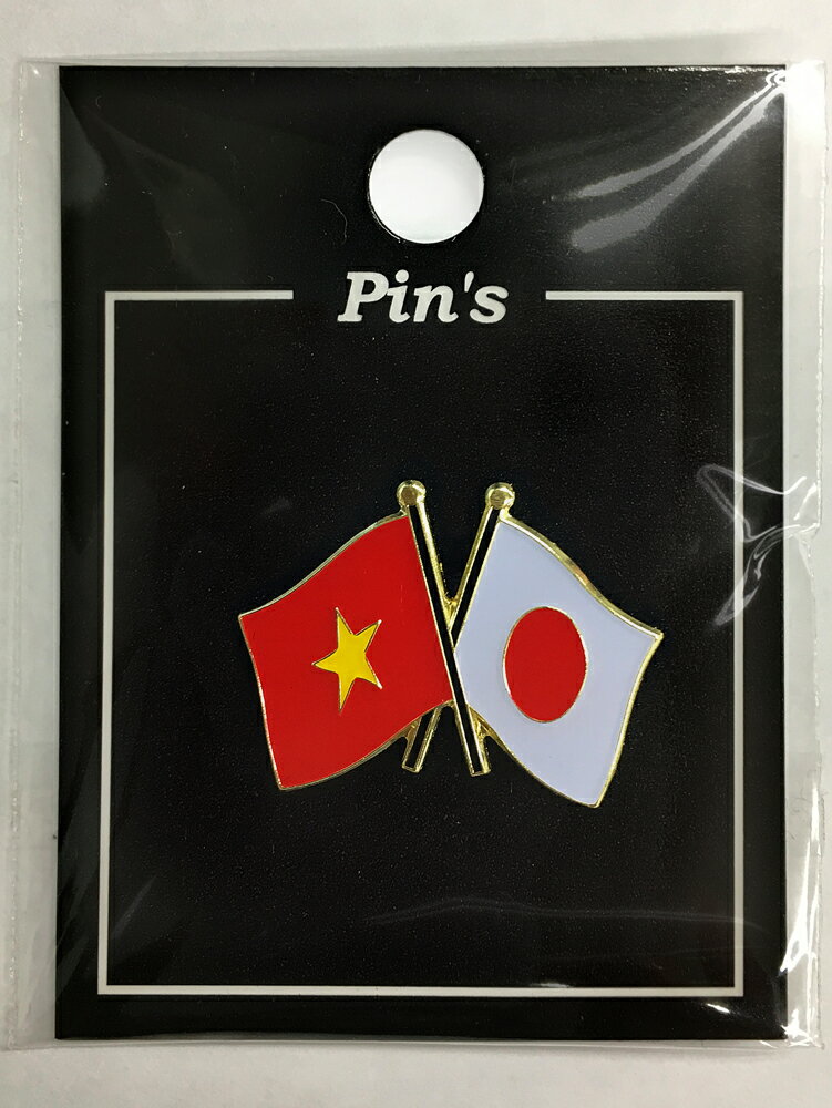 TOSPA ピンバッジ2ヶ国友好 日本国旗 日本国旗 約20×20mm