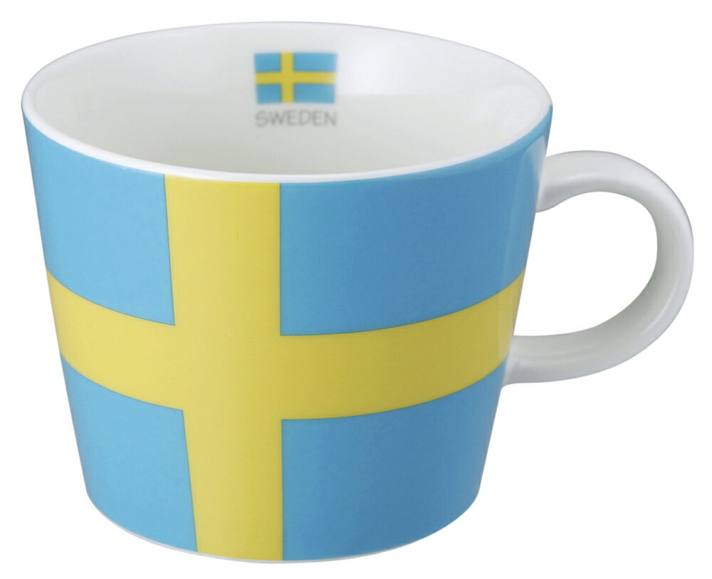 フラッグマグカップ スウェーデン 国旗柄 満水容量380ml 陶磁器製 日本製