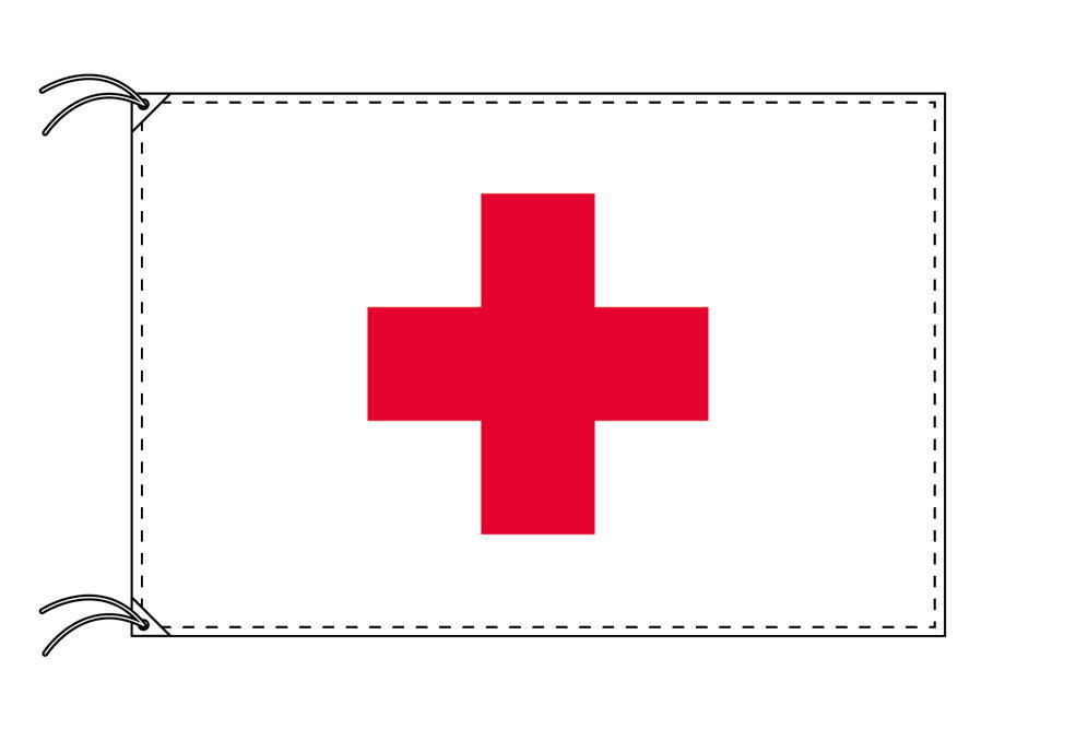 赤十字 旗 スタンドセット 90×135cm旗 3mポール 金色扁平玉 新型フロアスタンドのセット 世界の国旗シリーズ