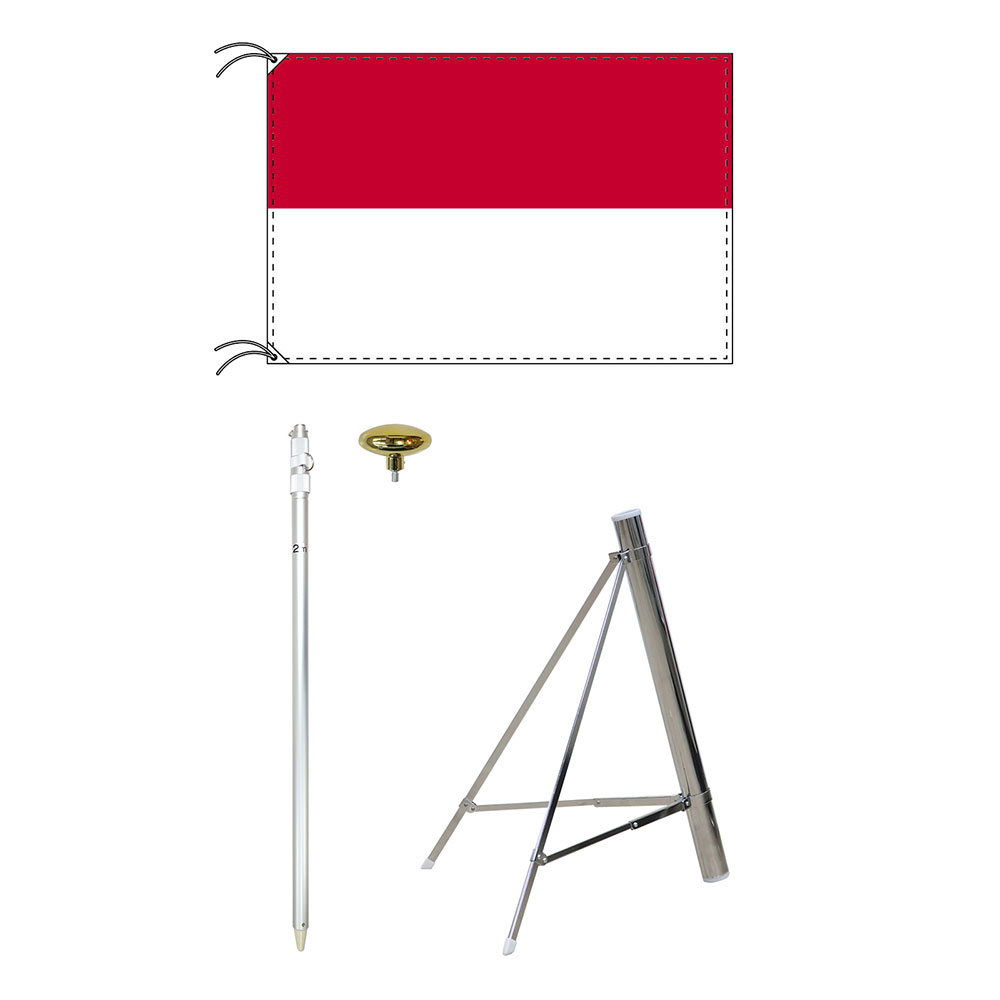 TOSPA モナコ 国旗 スタンドセット 70×105cm国旗 2mポール 金色扁平玉 新型フロアスタンドのセット 世界の国旗シリーズ
