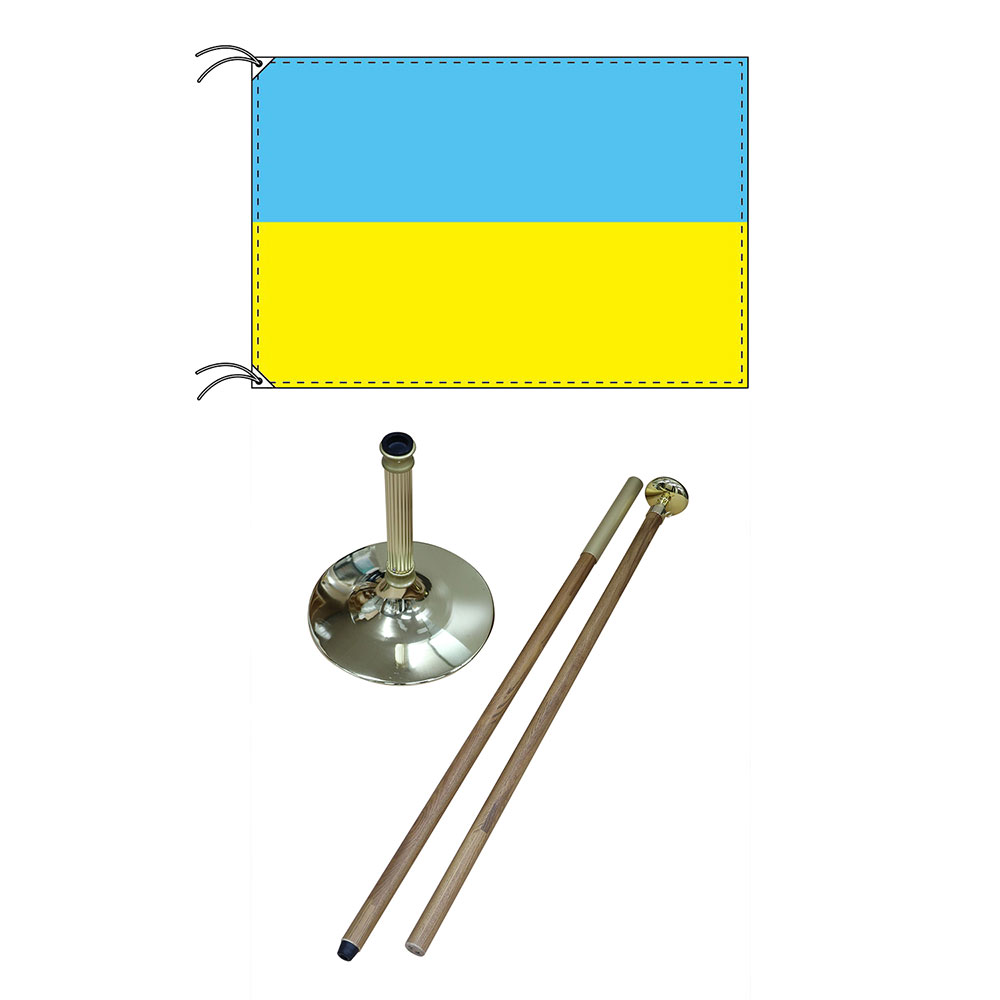 TOSPA 高級直立型スタンド 国旗セット ウクライナ国旗 90×135cm テトロン製