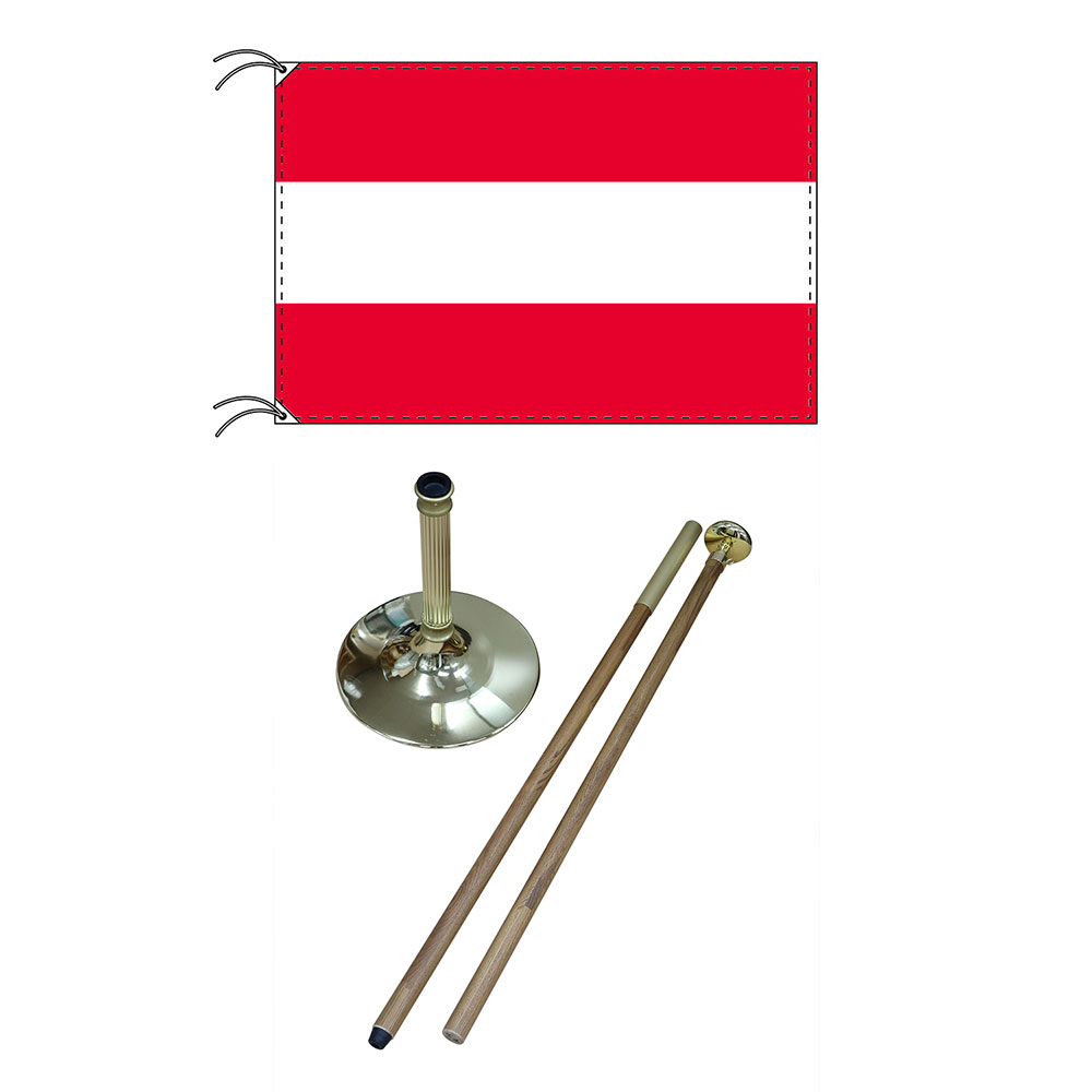 TOSPA 高級直立型スタンド 国旗セット オーストリア国旗 90×135cm テトロン製