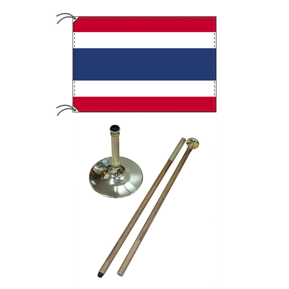 TOSPA 高級直立型スタンド 国旗セット タイ国旗 90×135cm テトロン製