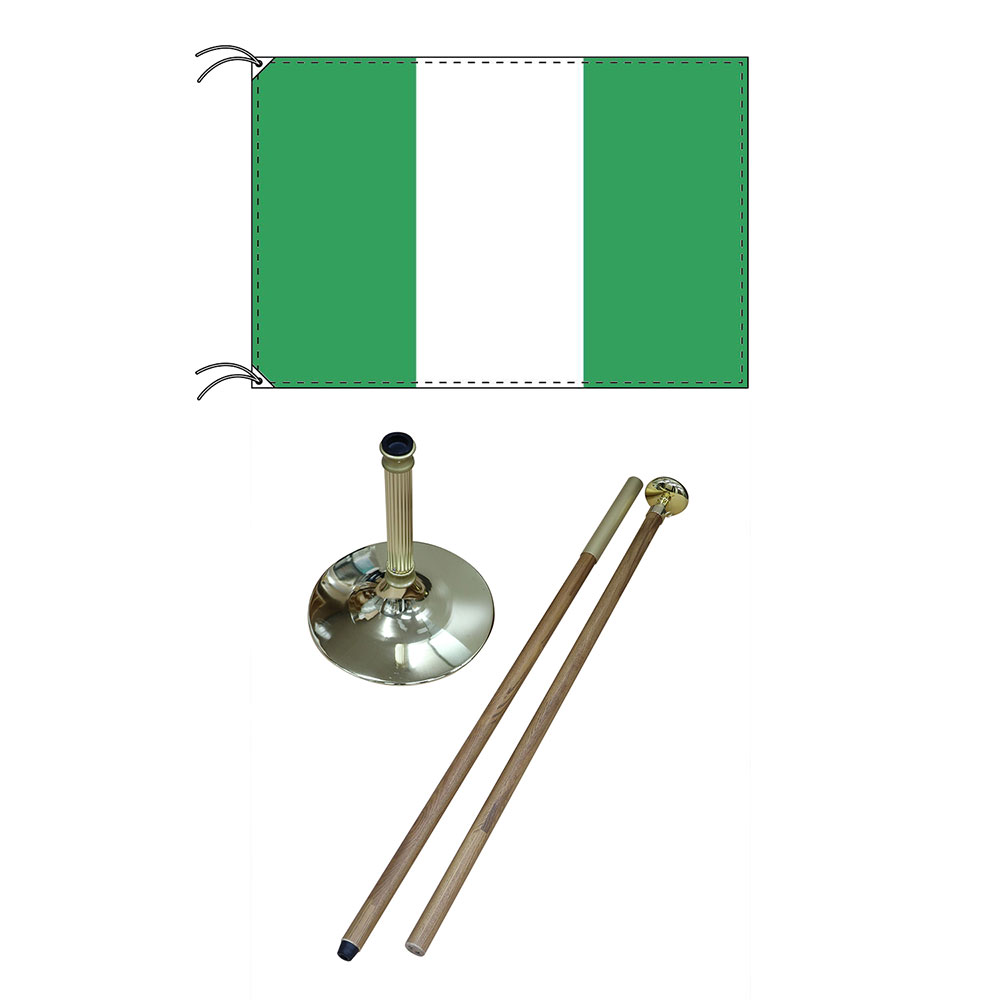 TOSPA 高級直立型スタンド 国旗セット ナイジェリア国旗 90×135cm テトロン製