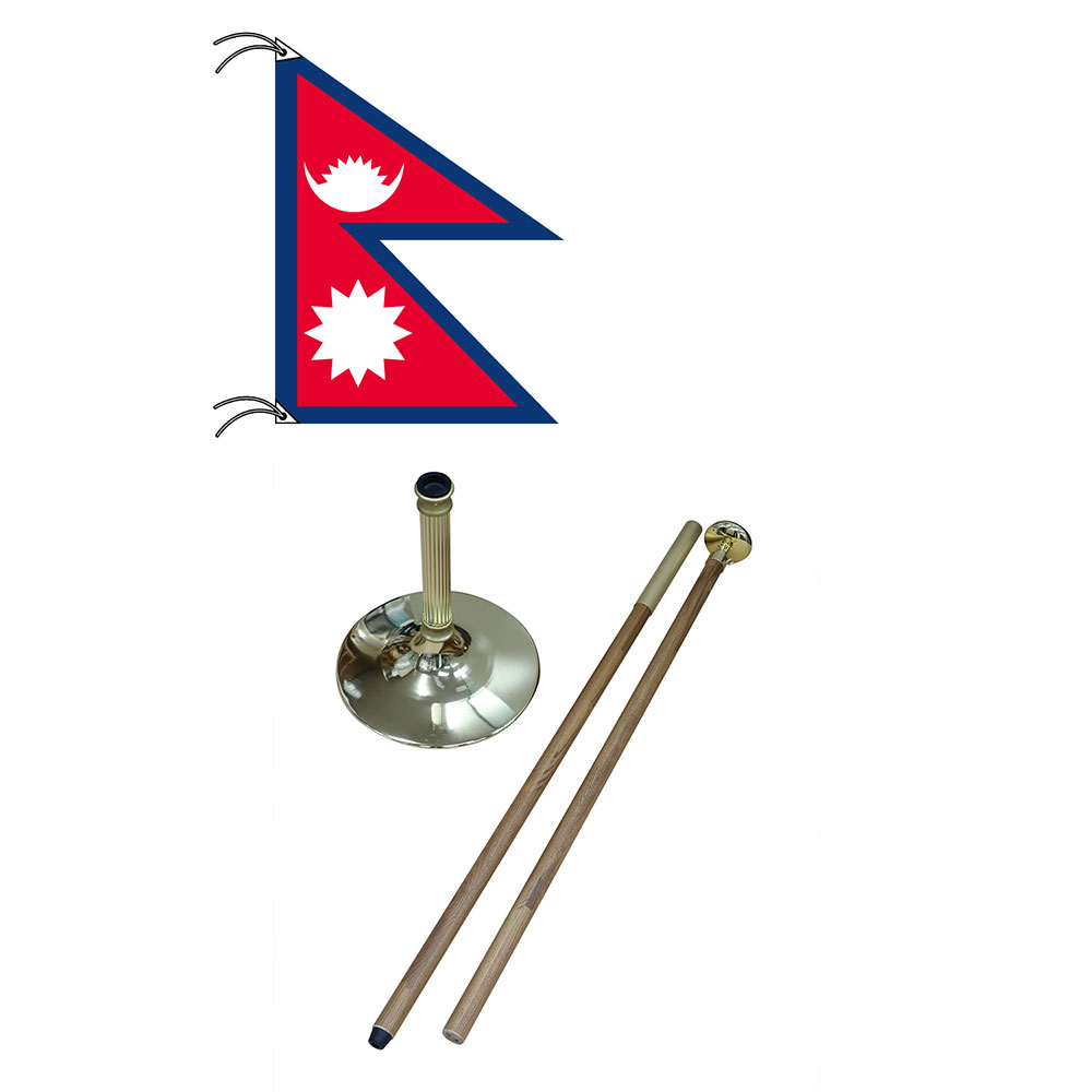 TOSPA 高級直立型スタンド 国旗セット ネパール国旗 90×67cm テトロン製