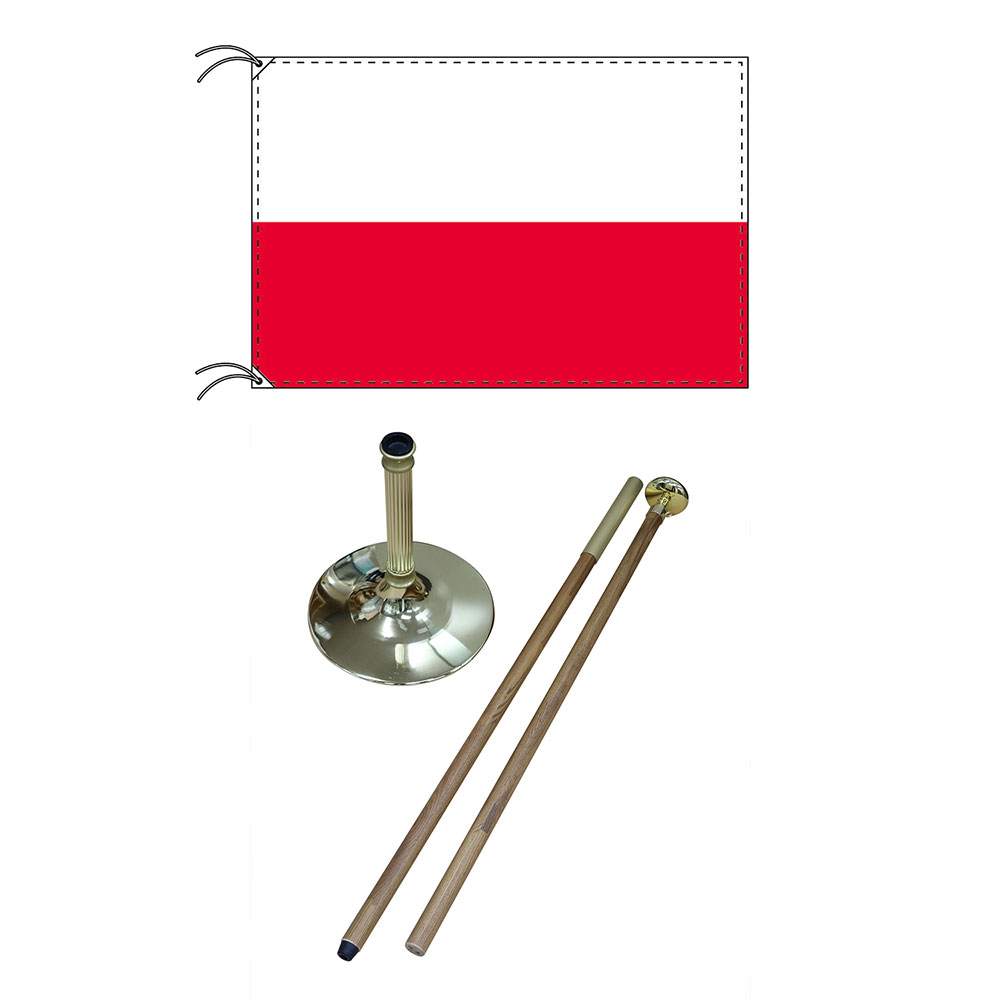 TOSPA 高級直立型スタンド 国旗セット ポーランド国旗 90×135cm テトロン製