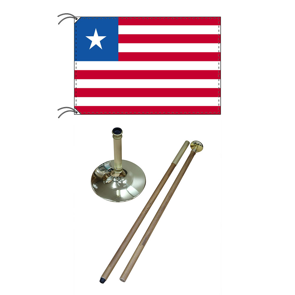 TOSPA 高級直立型スタンド 国旗セット リベリア国旗 90×135cm テトロン製