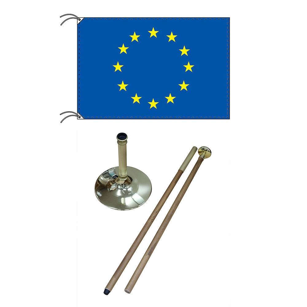 TOSPA 高級直立型スタンド 国旗セット EU 欧州連合旗 90×135cm テトロン製
