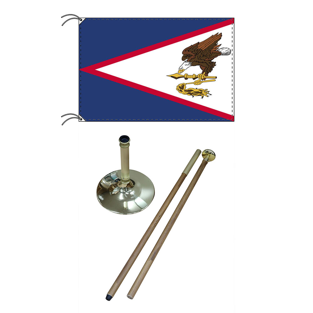 TOSPA 高級直立型スタンド 国旗セット アメリカ領サモア 国旗 90×135cm テトロン製日本製 IOC加盟地域